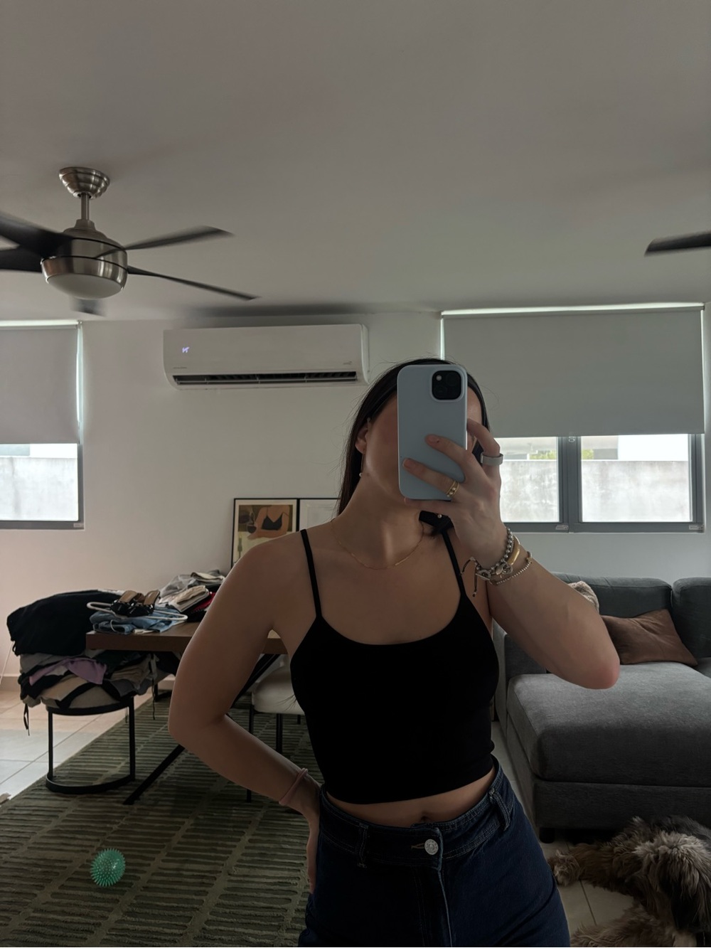 Bozzolo Black Spaghetti-Strap Crop Tank